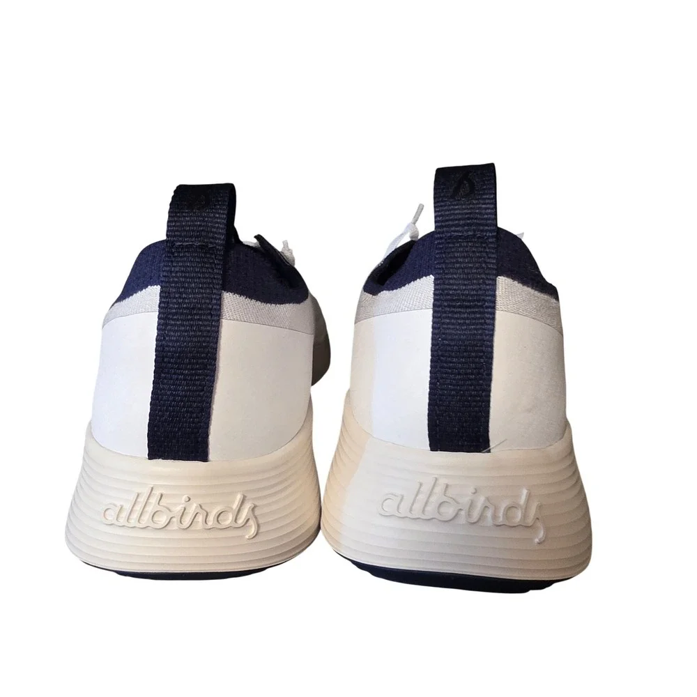 Allbirds Tree Flyer Mens 13.5 White Navy Blue Running Shoes Sneakers A11483M135